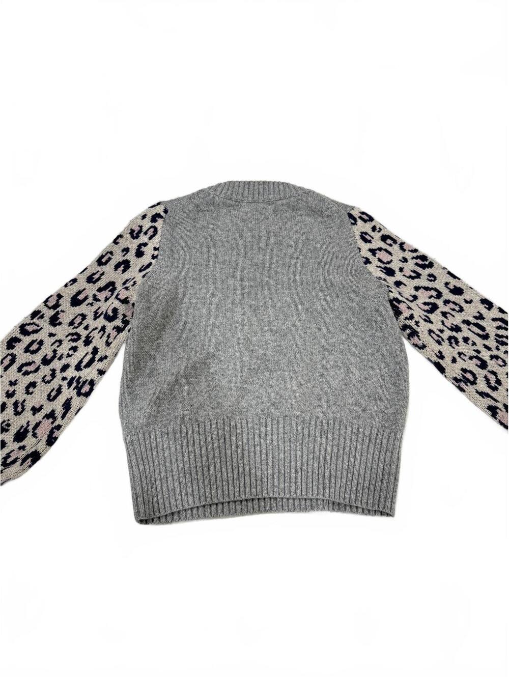 Madewell Gray Tensley Leopard Print Balloon Sleeve Pullover Sweater- Size Small - Picture 5 of 9